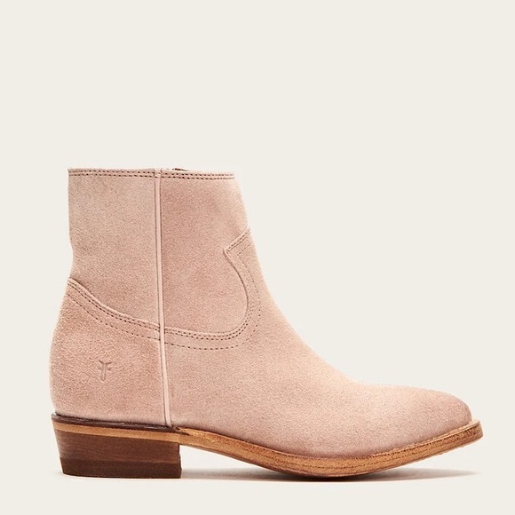 Frye Shoes - $369 Frye Billy Blush Pink Suede Leather Zip Up Short Festival Cowboy Ankle Boot
